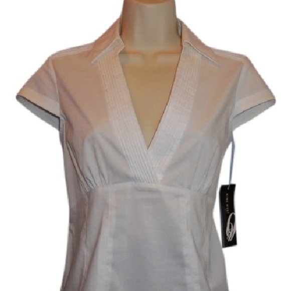 NWT Nine West Fabulous White Cotton Top - Picture 1 of 5